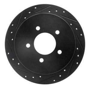 Ford F-150 Brake Rotor (1) - Rear Left - R1 Concepts - Drilled & Slotted - Black - `97-`04